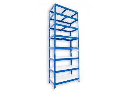 Kovový regál do spíže Biedrax 45 x 75 x 210 cm, modrý - 8 polic bílé lamino 12mm
