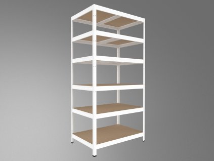 94043 5 kovovy regal do dilny biedrax 50 x 90 x 180 cm bily 6 polic mdf
