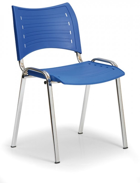 Konferenční plastová židle, modrá Biedrax Z9130m, podnož chromovaná