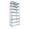 Kovový regál do technické místnosti Biedrax 60 x 60 x 210 cm, pozinkovaný - 8 polic bílé lamino 12mm