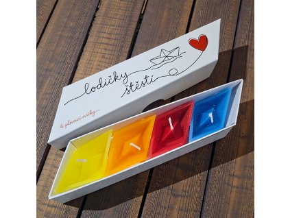 Plovoucí svíčky - sada v dárkové krabičce - Lodičky štěstí - srdce