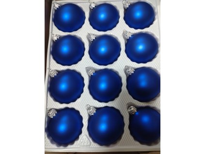 Skleněná vánoční ozdoba - koule hladká, modrý mat