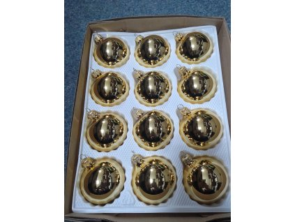 Skleněná vánoční ozdoba - koule hladká, zlatý lesk