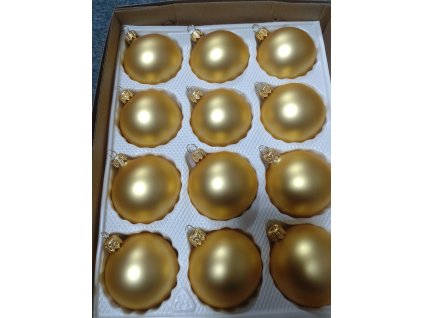 Skleněná vánoční ozdoba - koule hladká, zlatý mat