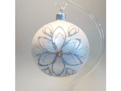 Koule 8 bílá, stříbrný dekor