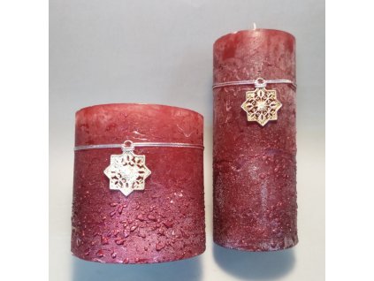 Svíčka válec – bordó, plastický vzor