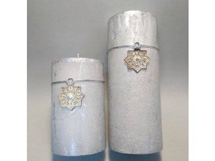 Svíčka válec – stříbrná, hladká