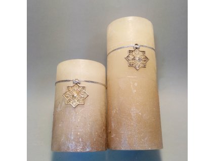 Svíčka válec – světlá měděná, plastický vzor