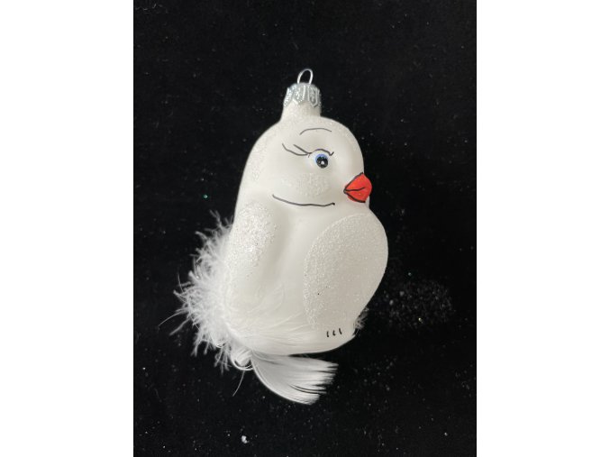 Figura pták bílý s peřím