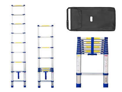 PROFI teleskopický žebřík 1x9, výška 2,6 m, modrý 01
