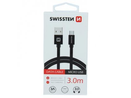 DATA CABLE SWISSTEN TEXTILE USB / MICRO USB 3.0 M BLACK