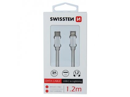 DATA CABLE SWISSTEN TEXTILE USB-C / LIGHTNING 1.2 M SILVER