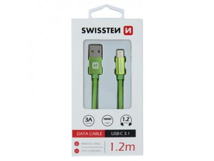 DATA CABLE SWISSTEN TEXTILE USB / USB-C 1.2 M GREEN