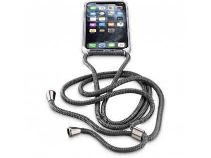 Transparentní zadní kryt Cellularline Neck-Case s černou šňůrkou na krk pro Apple iPhone 11 Pro