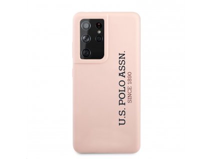U.S. Polo USHCS21LSILLPV2 Logo Silikonový Kryt pro Samsung Galaxy S21 Ultra Light Pink