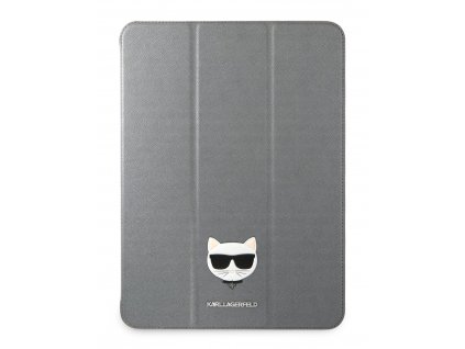 Karl Lagerfeld KLFC11OCHG Choupette Head Saffiano Pouzdro pro iPad Pro 11 Silver