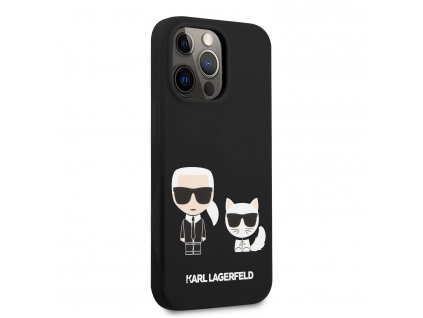 Karl Lagerfeld KLHCP13LSSKCK and Choupette Liquid Silicone Pouzdro pro iPhone 13 Pro Black