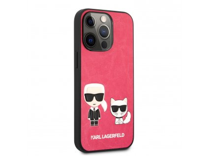 Karl Lagerfeld KLHCP13XPCUSKCP and Choupette PU Leather Pouzdro pro iPhone 13 Pro Max Fuchsia