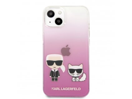 Karl Lagerfeld KLHCP13SCKTRP PC/TPU Ikonik Karl and Choupette Kryt pro iPhone 13 mini Pink