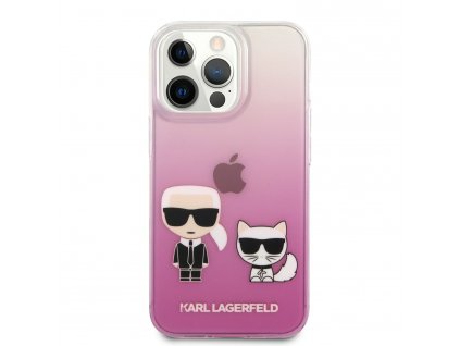 Karl Lagerfeld KLHCP13LCKTRP PC/TPU Ikonik Karl and Choupette Kryt pro iPhone 13 Pro Pink