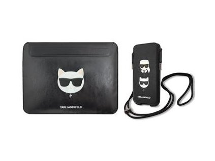 Karl Lagerfeld Kožené Choupette Sleeve Pouzdro pro MacBook Air/Pro + K&C Head Saffiano PU Pouch S/M