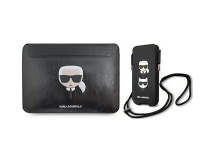 Karl Lagerfeld Kožené Sleeve Pouzdro pro MacBook Air/Pro + K&C Head Saffiano PU Pouch L Black