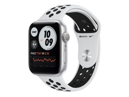 Apple Watch Nike Series 6 GPS 44mm Silver Aluminium Case with Sport Band Pure Platinum Black (MG293)