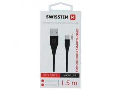 DATA CABLE SWISSTEN USB / MICRO USB 1,5 M BLACK (9mm)