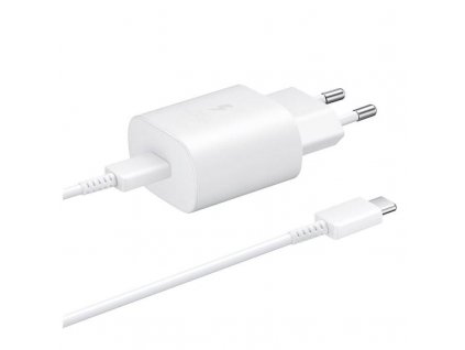 EP-TA800EWE + EP-DA705BWE Samsung 25W Cestovní nabíječka + USB-C/USB-C Datový Kabel White (OOB Bulk)