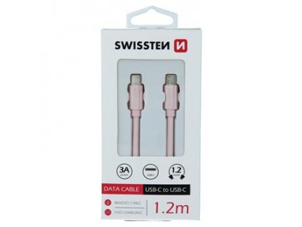DATA CABLE SWISSTEN TEXTILE USB-C / USB-C 1.2 M ROSE/GOLD