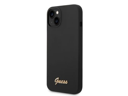 Guess Liquid Silicone Metal Logo Zadní Kryt pro iPhone 14 Plus Black