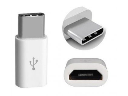 Adaptér microUSB - USB-C bílý pro nabíječky a datové kabely