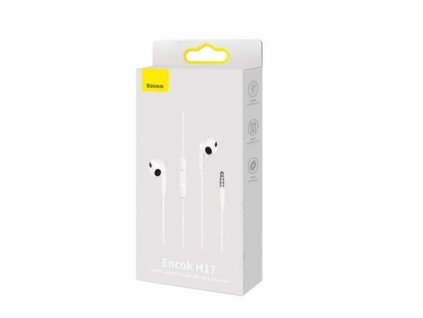 Baseus Earphone Encok H17 in-ear wired earphone with 3.5mm jack wired headphones White (NGCR020002)