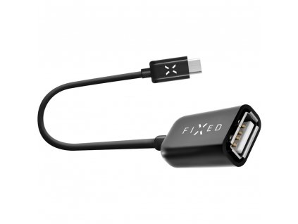 OTG datový kabel FIXED s konektory USB-C/USB-A, USB 2.0, 20 cm, černý