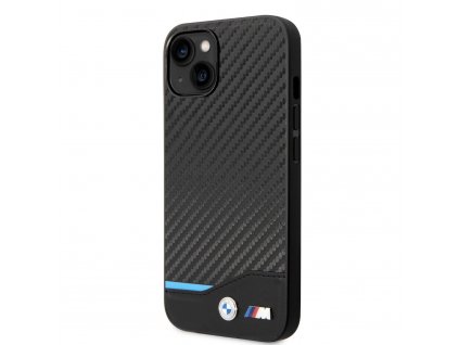 BMW M PU Carbon Blue Line Zadní Kryt pro iPhone 14 Black