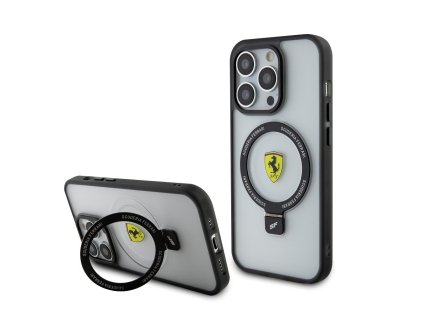 Ferrari Ring Stand MagSafe Zadní Kryt pro iPhone 15 Pro Max Transparent/Black Outline