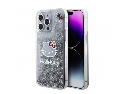 Hello Kitty Liquid Glitter Electroplating Head Logo Zadní Kryt pro iPhone 15 Pro Max Transparent