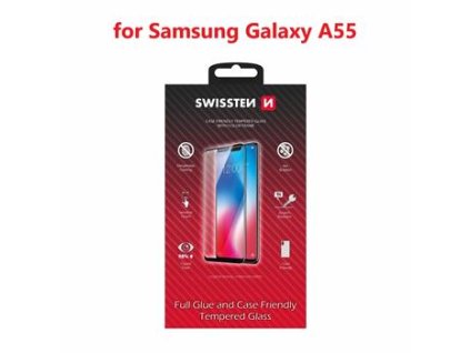 SWISSTEN GLASS COLOR FRAME, CASE FRIENDLY FOR SAMSUNG GALAXY A55 BLACK