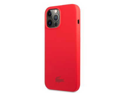 Lacoste Liquid Silicone Glossy Printing Logo Kryt pro iPhone 13 Pro Red