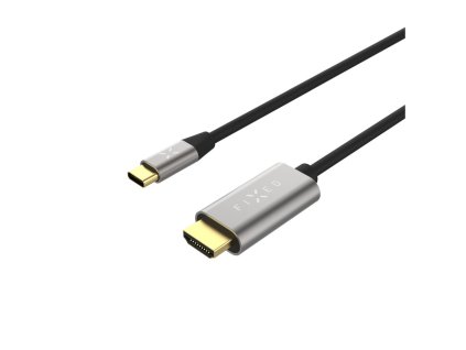 Video kabel FIXED s konektory USB-C/HDMI, USB-C 3.1 Gen 2 18Gbps, HDMI 2.0 4K60Hz, 2m, šedý
