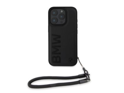 BMW Leather Signature and Strap Zadní Kryt pro iPhone 16 Pro Max Black