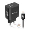 Rychlá nabíječka USB-C ALIGATOR PD 20W s kabelem USB-C/Lightning(iPhone), černá