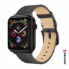 SWISSTEN LEATHER BAND FOR APPLE WATCH 42 / 44 / 45 / 49 mm BLACK (black buckle and black lug)