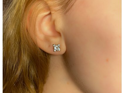 Zlaté náušnice se zirkony 2000293880004