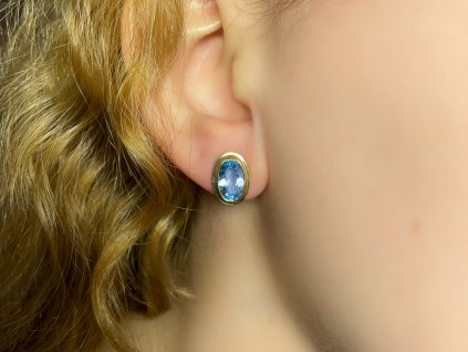 Zlaté náušnice s modrým topazem 2000219560003