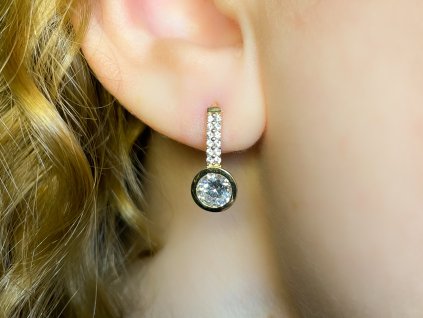 Zlaté náušnice se zirkony 2000213290005