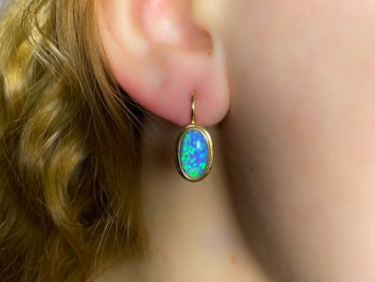 Zlaté náušnice s opálem 2000219400002