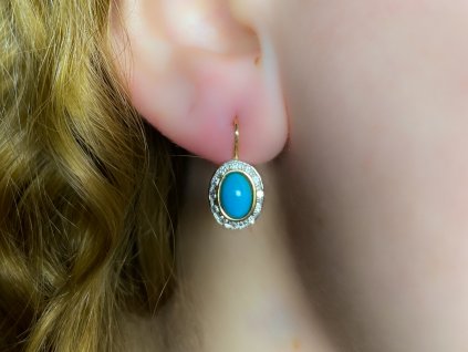 Zlaté náušnice s tyrkysem a zirkonem 2000219020002