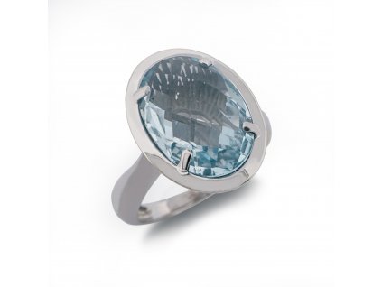 Zlatý prsten s modrým topazem 2000271410001