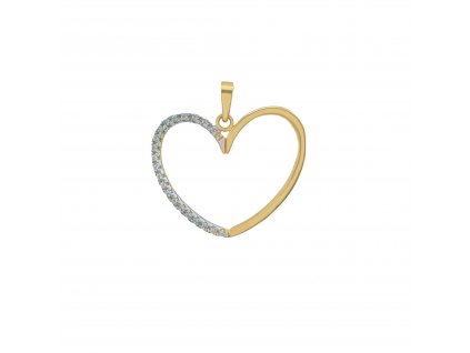 Přívěsek z kombinovaného zlata a zirkony, srdce 2000216180006